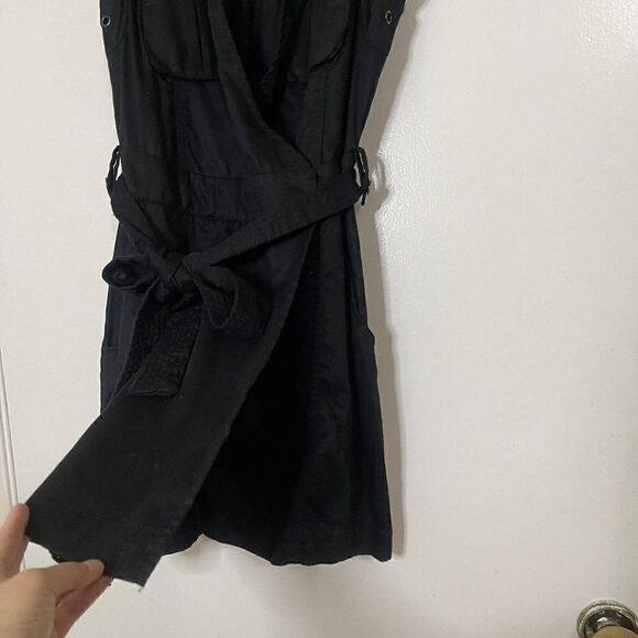 FREE PEOPLE black sleeveless belted trench wrap dress size Small - Picture 6 of 7